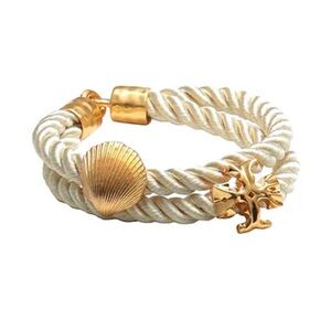 Tory Burch Gold and Cream Rope Bracelet